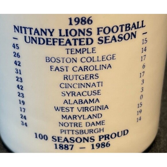 NEW UNUSED VTG PENN STATE PSU MUG 1986 NITTANY LIONS FOOTBALL UNDEFEATED SEASON - Picture 4 of 12